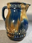 J.W. McCoy Majolica Pitcher RARE 1904 Carnelian Blended Glaze Fleur De Lis - "B"