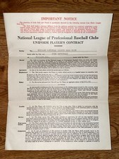 1945 CUBS: NL Contract SIGNED: Johnny Ostrowski, D.1992 (w/ Ford Frick HOF)