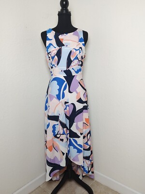 nicole miller cut out dress Nicole Miller New York Womens High-Low Graphic-Print Maxi Cut out Dress sz  8