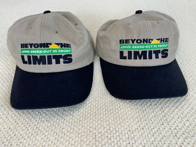 Lot of 2 Tan and Black John Deere Beyond the Limits Baseball Hats