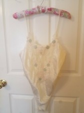White Vintage Victoria's Secret Teddy Bodysuit- Size Medium- Good Condition