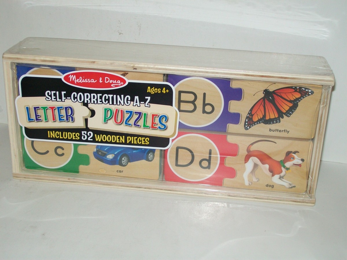 Melissa & Doug Self-Correcting Letter Puzzles A-Z 52 Wooden Pieces