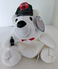 1997 Collectible Coca Cola Bean Bag Plush Polar Bear in Drivers Cap  0140 NWT