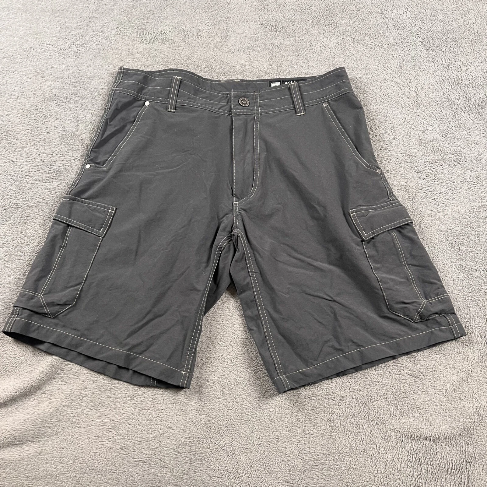 Kuhl Cargo Shorts Mens 32 Gray 10" Inseam Hiking Cargo Climbing Gorpcore Fish