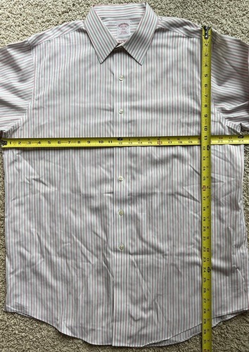 Men’s Brooks Brothers White Red Striped French Cuff Dress Shirt Size 16.5/33 - Picture 4 of 4
