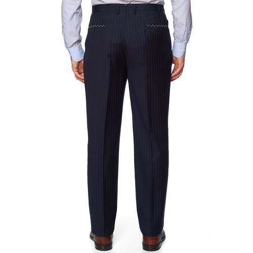 VANNUCCI Milano Navy Blue Pinstripe Super 120's Wool Suit EU 54 NEW US 44 - Picture 7 of 12