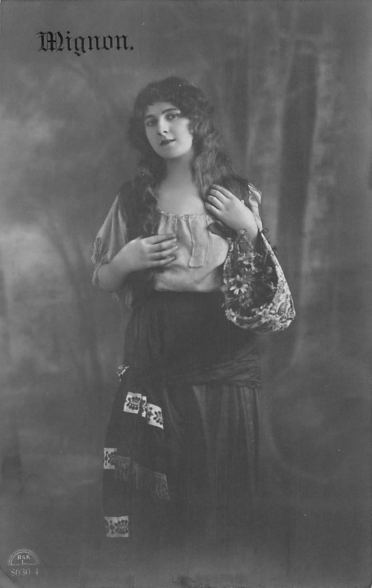 US3547 Mignon Lady, Woman in Dress Postcard artist signed social