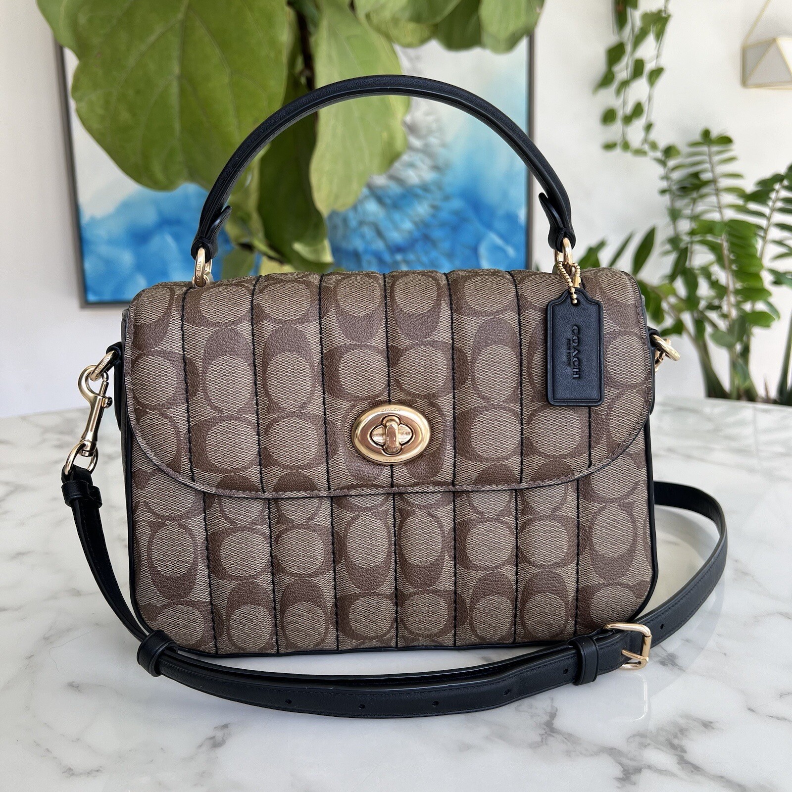 COACH Marlie Top Handle Satchel Crossbody Signature C… Gem