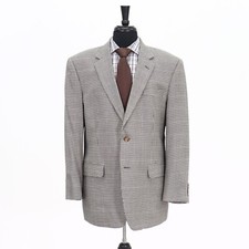 Jos. A. Bank 43R Beige Sport Coat Blazer Jacket Check 2B Silk