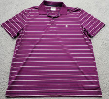 IZOD Polo Shirt Men Large Multi Striped Golf Performance Polyester Slit Collared