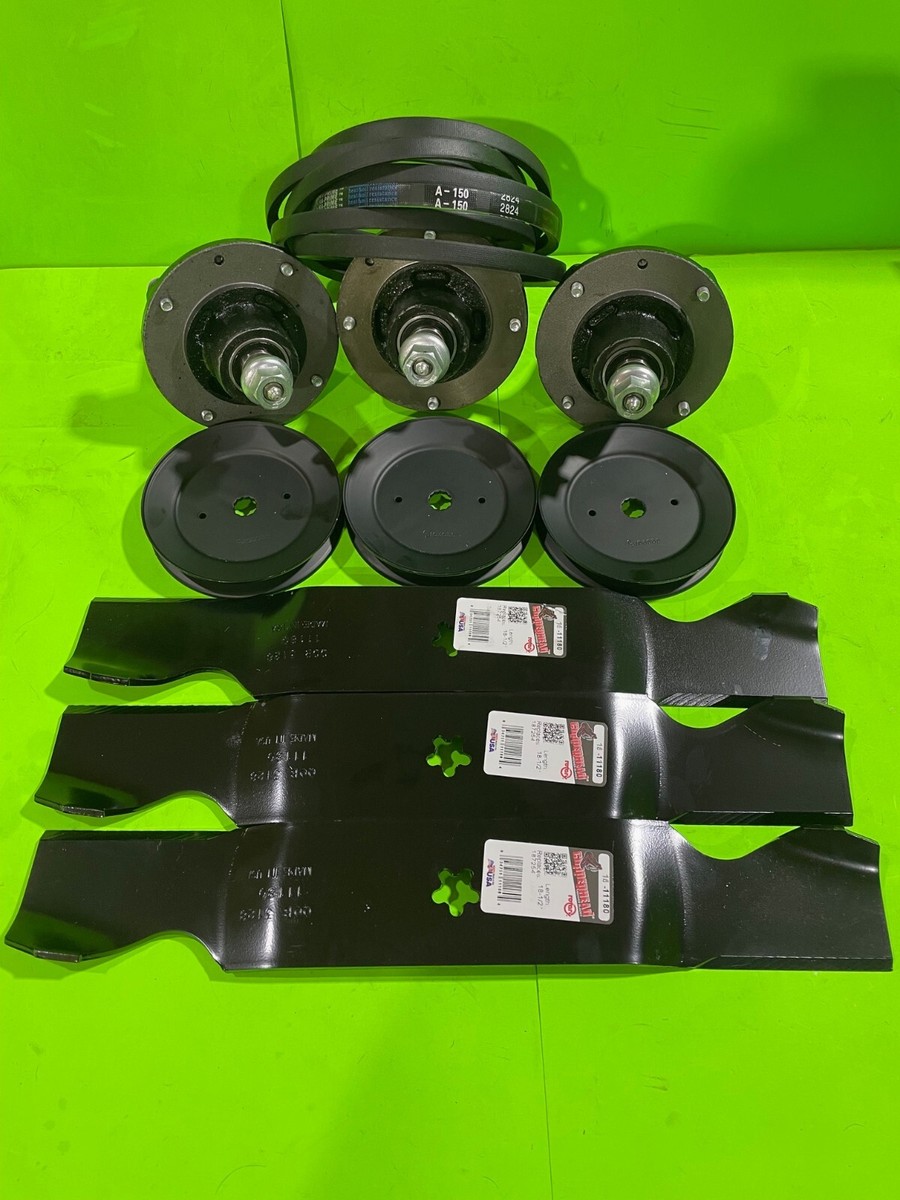 Z254F DECK REBUILD KIT: CAST IRON SPINDLES, LIFT BLADES, PULLEYS