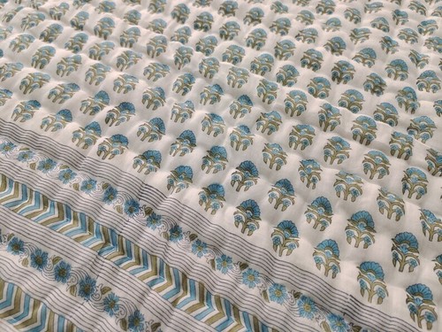 Indian Handmade Queen Hand Block Printed Reversible Cotton Quilt, Bedding, Cover - Picture 8 of 10