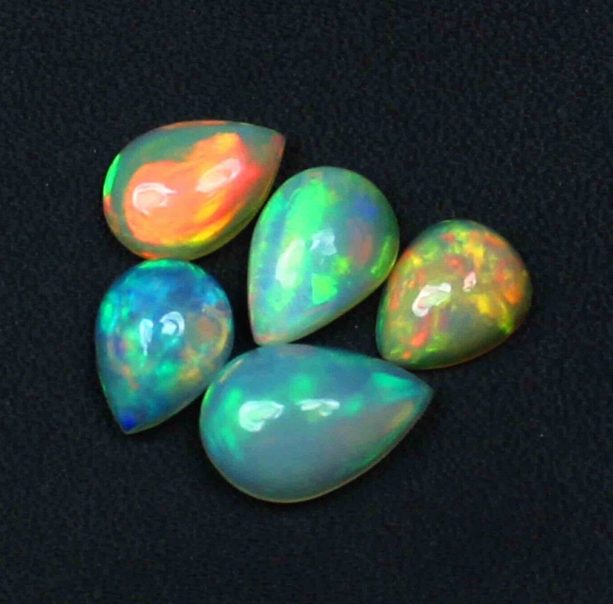 Multi Color Opal Stone Ethiopian Opal MM Pear Shape Smooth Opal  Cabochon