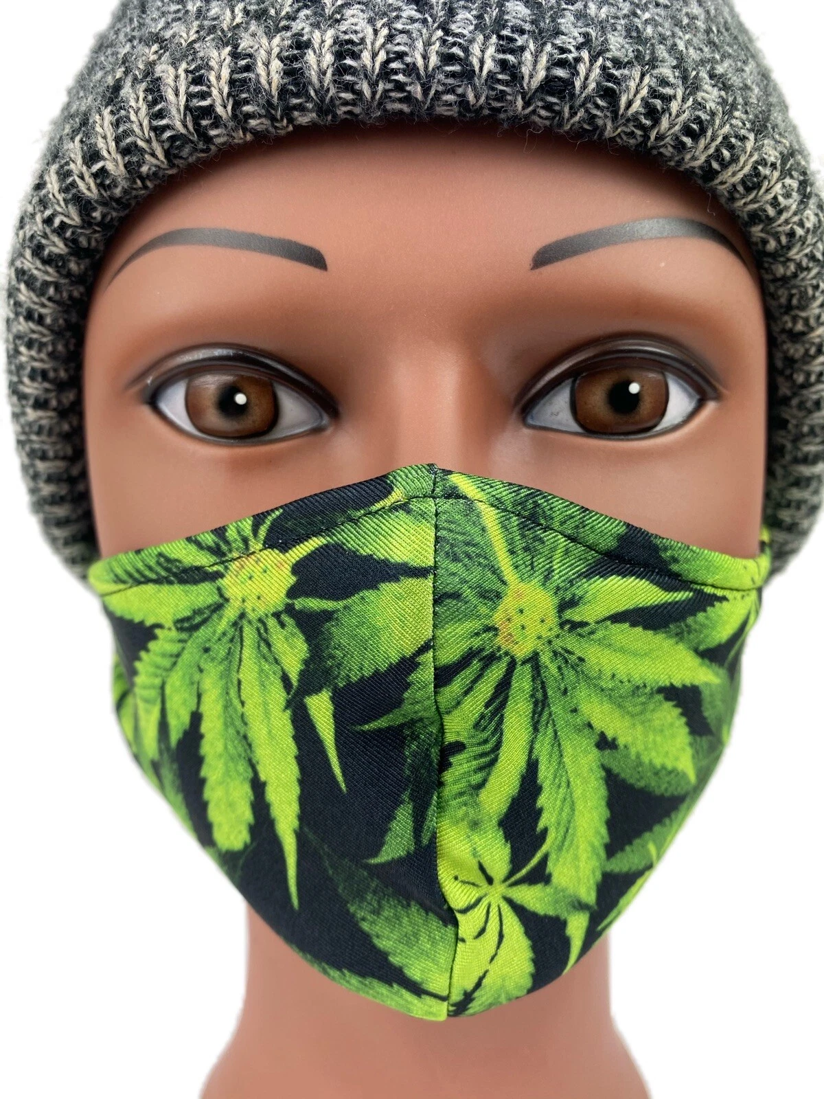 Face Mask With Nose Wire Filter Pocket Washable & Reusable Adult Marijuana Print