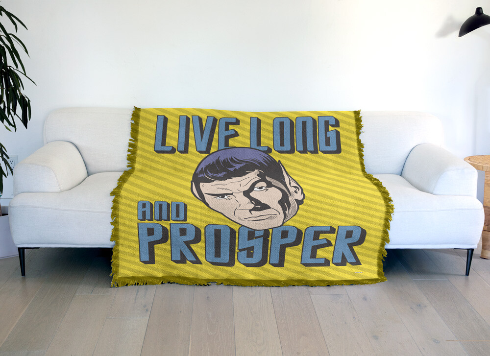 Star Trek Blanket, 50"x60" Live Long and Prosper Woven Cotton Blend Throw