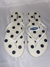 Women's Old Navy Size 8 Flip-Flop Sandals - White with Black Polka Dots NEW