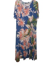 Attitudes by Renee QVC Sz 2XP Blue Orange Tropical Multicolor maxi dress