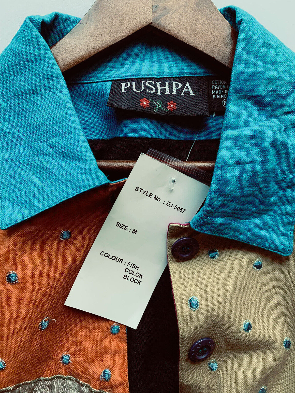 PUSHPA Jacket,  Multi Colored, Fish, Cotton, Size… - image 6