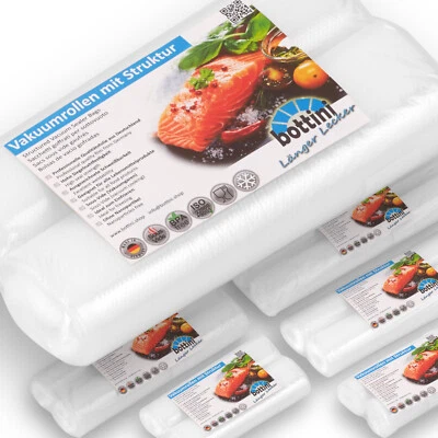 BOTTINI 6 Vakuumrollen 36 Meter Vakuumbeutel für Vakuumierer alle Größen Sonderaktion