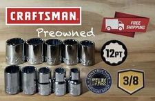 Preowned Craftsman 10 Piece 3/8" In Drive 12 Point SAE Socket Shallow Set
