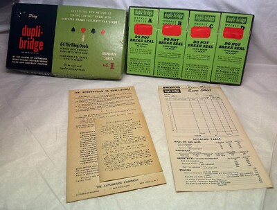 Unused Vintage Dupli-Bridge #1 For Two Table Parties Game Autobridge Co New York