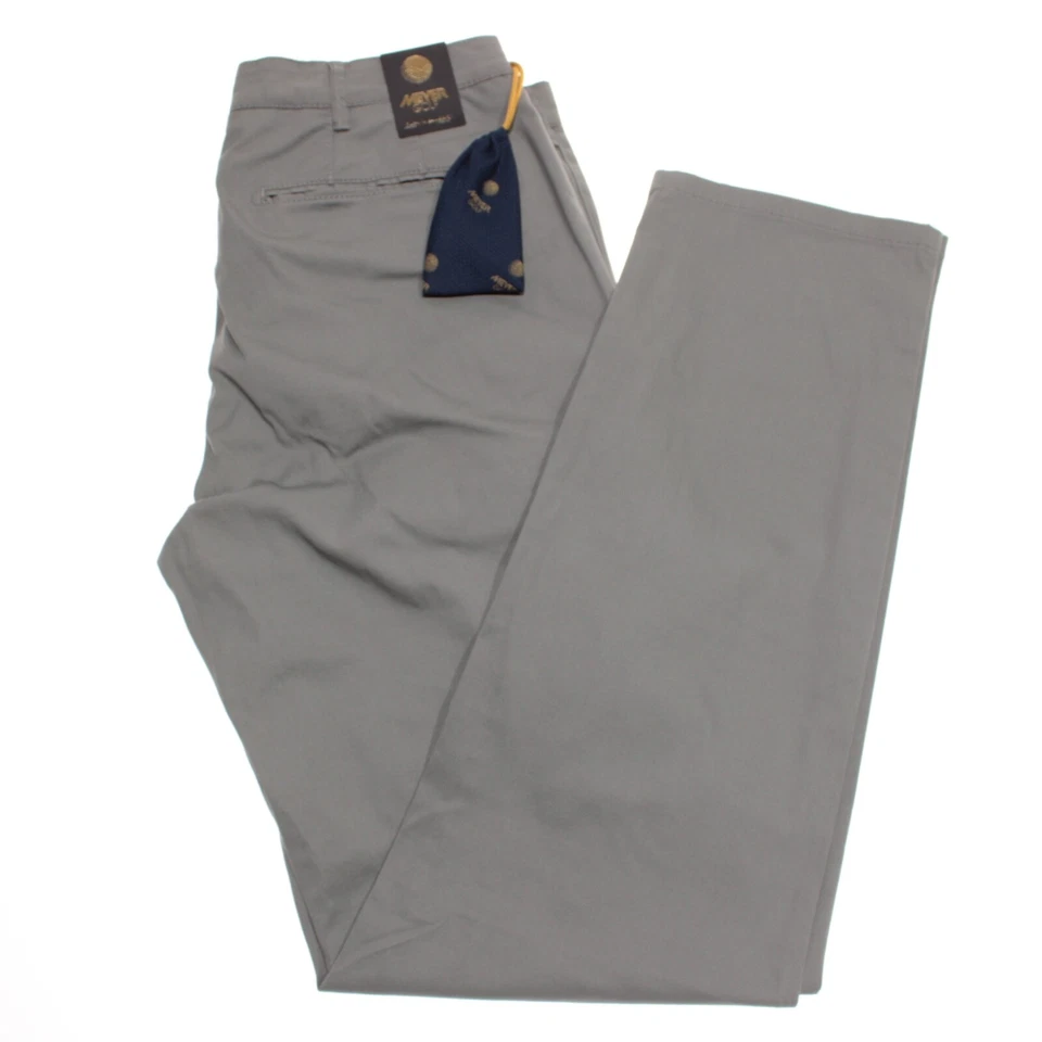 Meyer 全新带标签 Chinos / 休闲裤 33 码美国奥古斯塔纯色灰色棉混纺 — 第 2/4 张图片