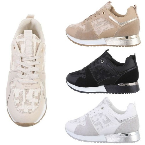 Sneakers classiche glitterate scarpe da donna sportive casual basse con  lacci | eBay