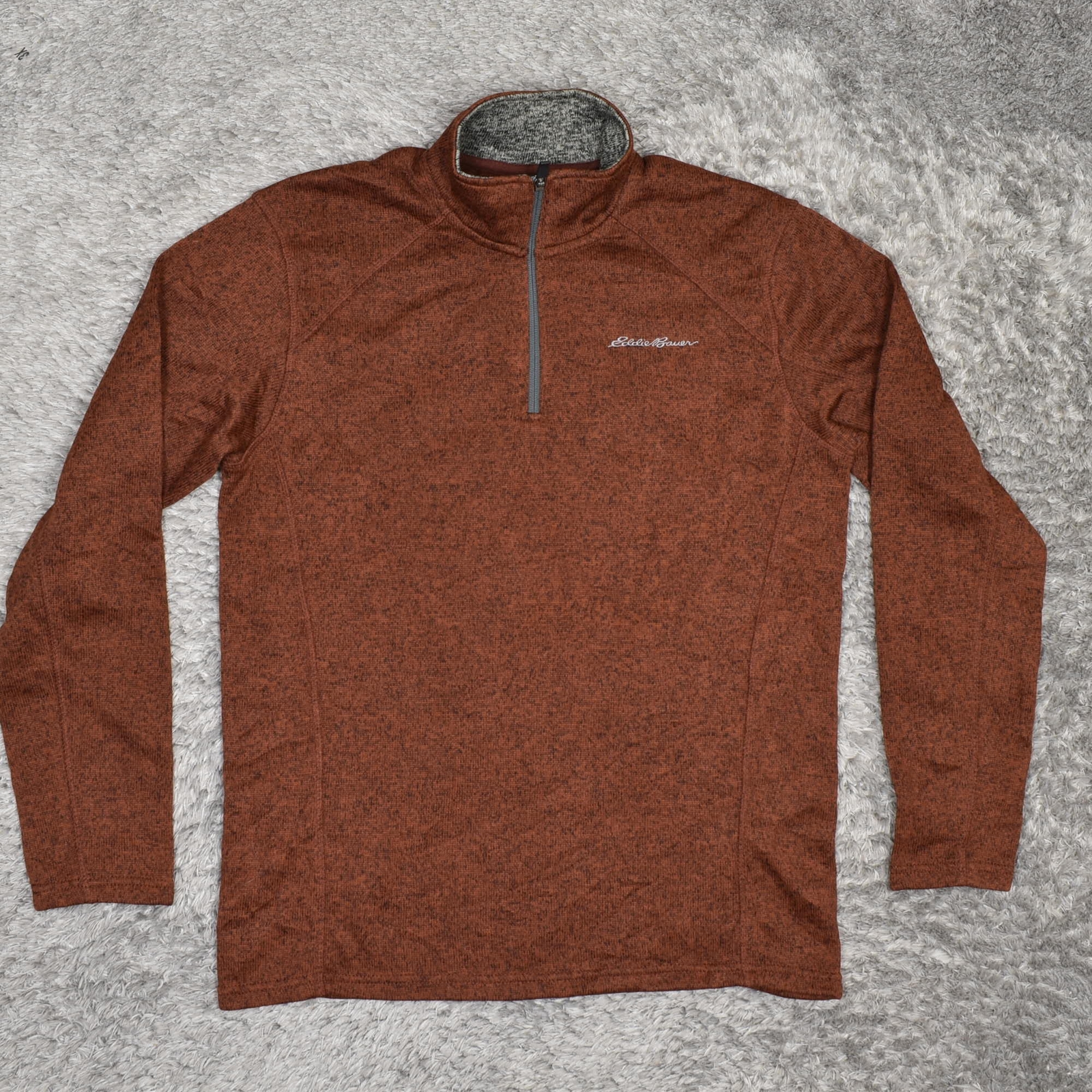 Eddie Bauer Men's Size M Pullover Sweater Quarter Zip Radiator Fleece Cotton Ora eBay