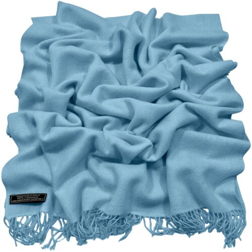 Denim Blue 100% Cashmere Shawl Pashmina Scarf Hand Made in Nepal CJ Apparel NEW - Picture 3 of 12