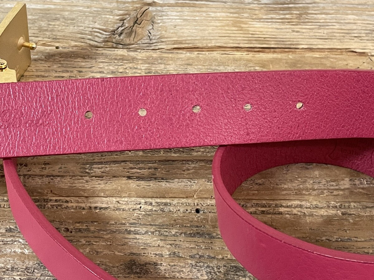 The White Ball Women Belt Italian Genuine Leather Pink Waistband Size S 24-25 in Blush & Magnolia Reversible Leather Belt | 3cm – Cesoli main image 4