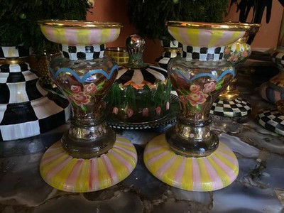 Mackenzie Circus Glass Candleholder Childs Candle Holders Set Of 2 New