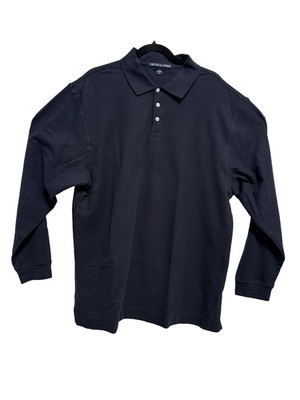 DEVON & JONES MEN'S PIMA LONG-SLEEVES POLO SHIRT SIZE XL - BLACK