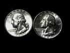 1957P&D Brilliant Uncirculated Washington Quarter 2 Coin Silver Year Set DF3