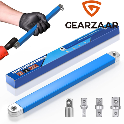 3/8" Drive Multifunctional Offset Extension Wrench - Impact Ready With Adapter, High Carbon Steel-731197