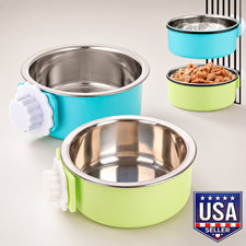 Tfwadmx Crate Dog Bowl Cat Removable Stainless Steel Food and Water Hang Feeder