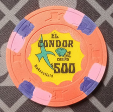 El Condor Casino, Bakersfield CA. $500 poker gaming chip. Paulson Top Hat Cane.