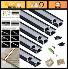 10-Pack 3.3FT LED Strip Aluminum Channel Diffuser - Matte Black Recessed Track f
