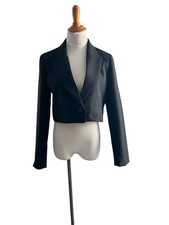 Woman s Black Crop Blazer Size Medium Long Sleeve