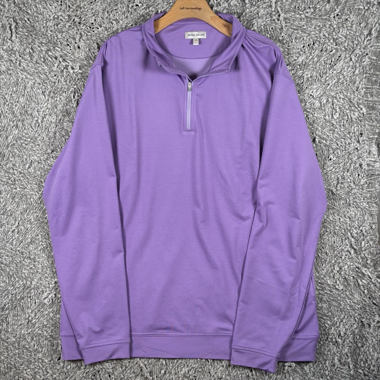 Peter Millar Perth Mélange Performance 1/4 Zip Men’s XXL Performance Purple Golf