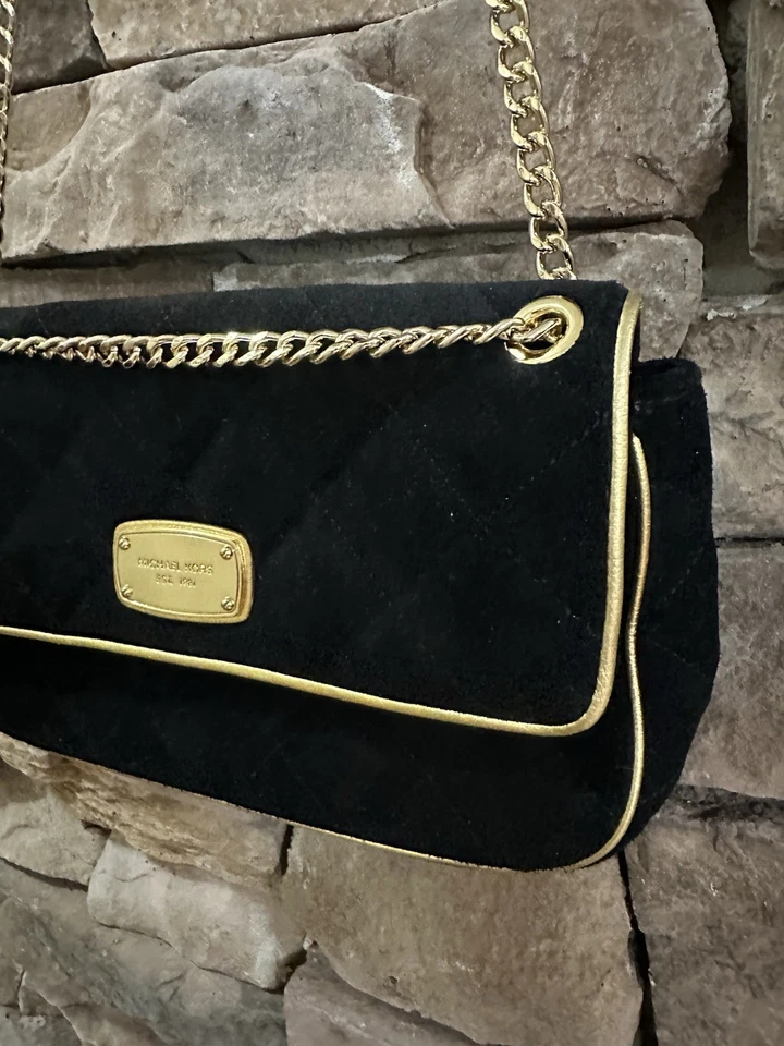 MICHAEL KORS JET SET QUILTED BLACK LEATHER SHOULDER BAG CHAIN CROSSBODY - Image 4 of 4