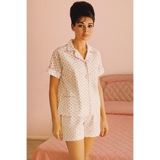 1960s Vintage Deadstock Ditsy Floral Pajama Set Short Sleeve Pink White