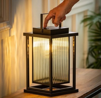 NEW Evergreen Solar LED Revere Lantern USB-C Rechargeable Outdoor Hanging Light
