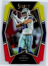 2021 Panini Select #183 Simi Fehoko Red and Yellow Prizm Die Cut Rookie