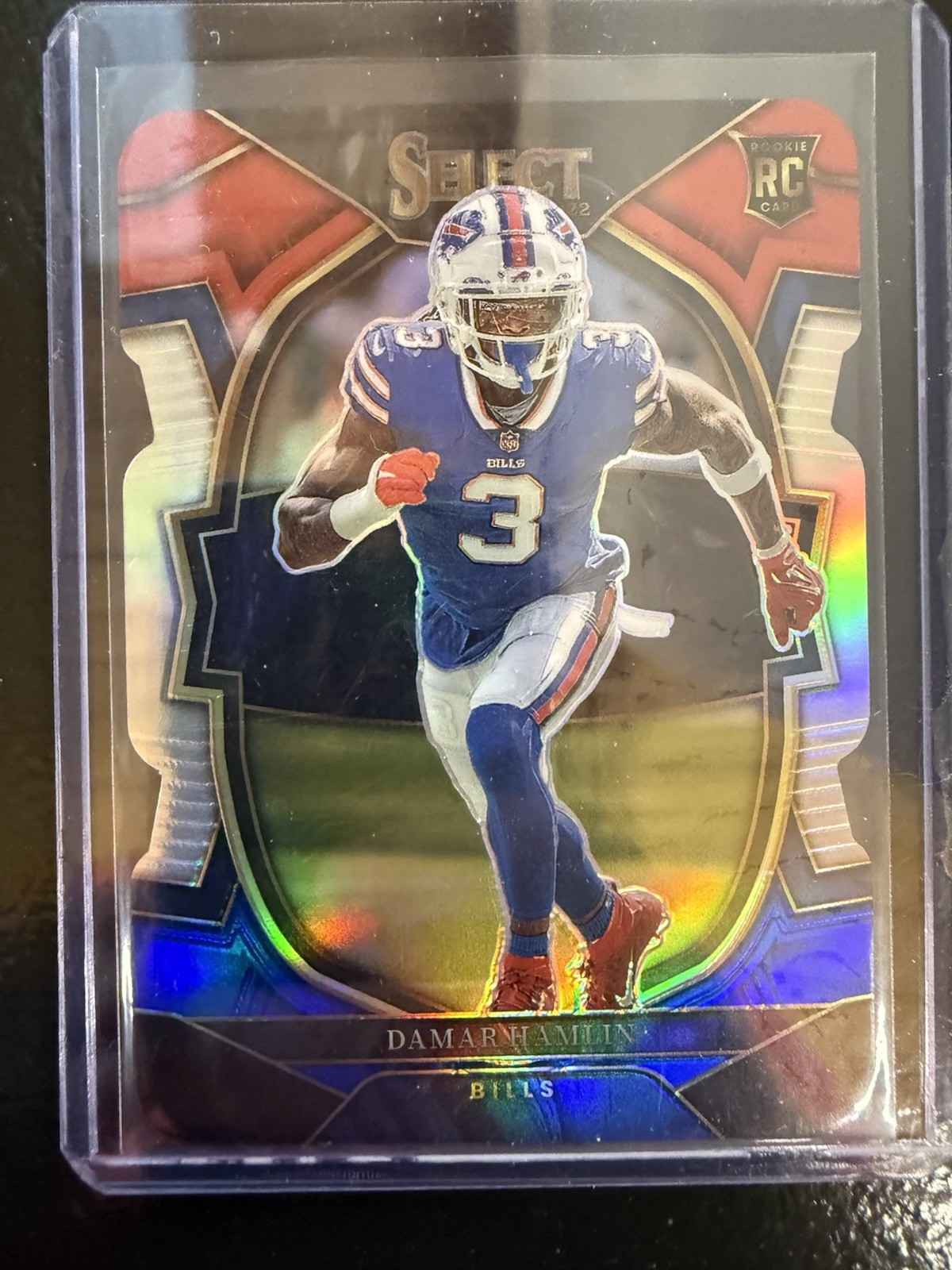 2022 Panini Select - Concourse Damar Hamlin #100 Red & Blue Prizm Die-Cut (RC)