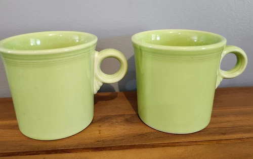 Fiestaware Set Of 2 Green Coffee Mugs O Ring Handles