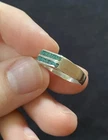 VTG Sterling Silver - Mexico Turquoise Chip Signet Ring Size 4.5 - 1.89 grams
