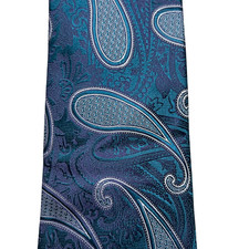 Ermenegildo Zegna Glossy Blue Paisley Silk Neck Tie Italy