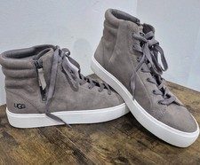 UGG Olli Woman's Gray Suede Mole High Top Zip Lace Platform Sneakers Sz 10
