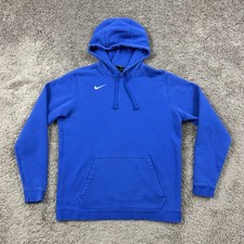 Nike Hoodie Mens Medium M Blue Fleece Pullover Sweatshirt Pockets Drawstring