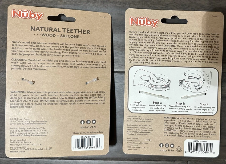 Nuby Natural Teether Wood + Silicone 3m+ - Image 2 of 3